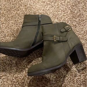 Olive green zip up boots